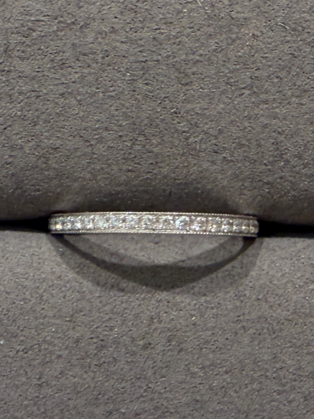 Pave Natural Diamond 18K White Gold Eternity Ring Size 5.75